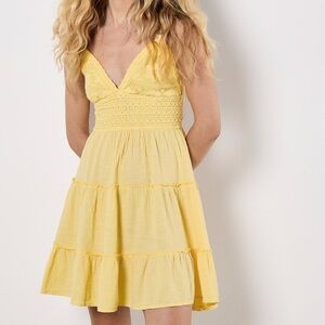 Altar’d State Liam Crochet Mini Dress in Yellow, size medium